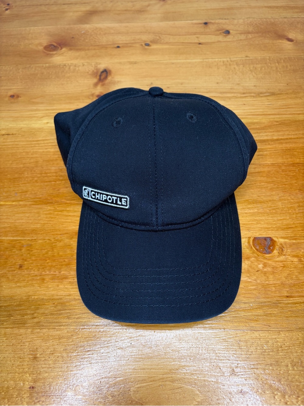 Chipotle Restaurant Employee Adjustable Black Organic Cotton Hat Open Back
